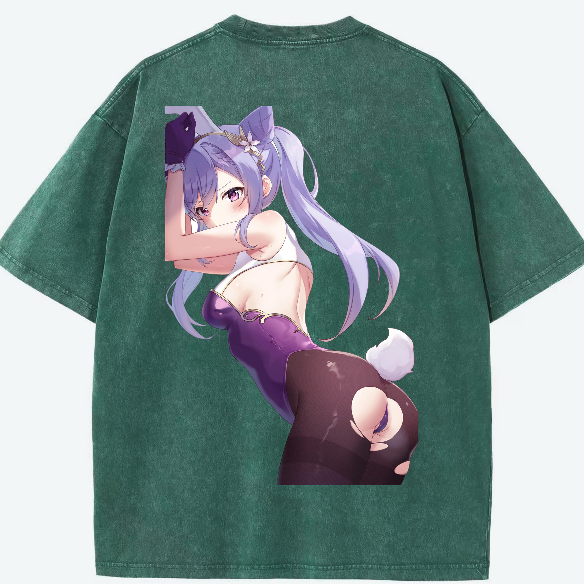 げんし神 刻晴 こくせい genshin Kokusei 綿100% ヴィンテージ風 半袖Tシャツ（背面プリント）